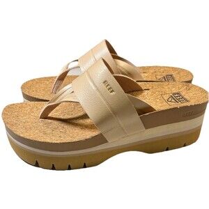 Reef Womens Vista Higher Savanah Thong Platform Sandal Seashell Size 7
